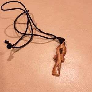 Antique Egyptian Ankh Bone Pendant, Unisex Necklace